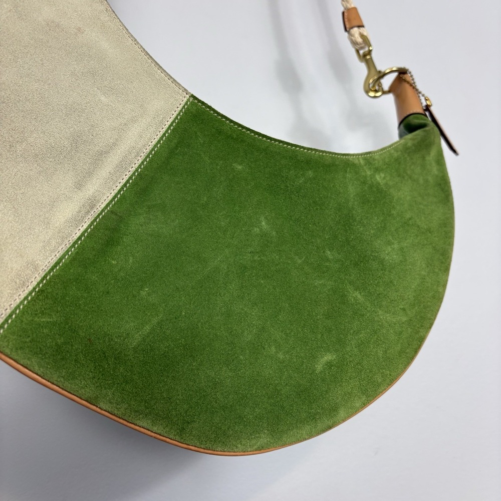 Vintage Coach Split Colorblock Suede Shoulder Bag Y2K Rare Tassel - Picture 4 of 16